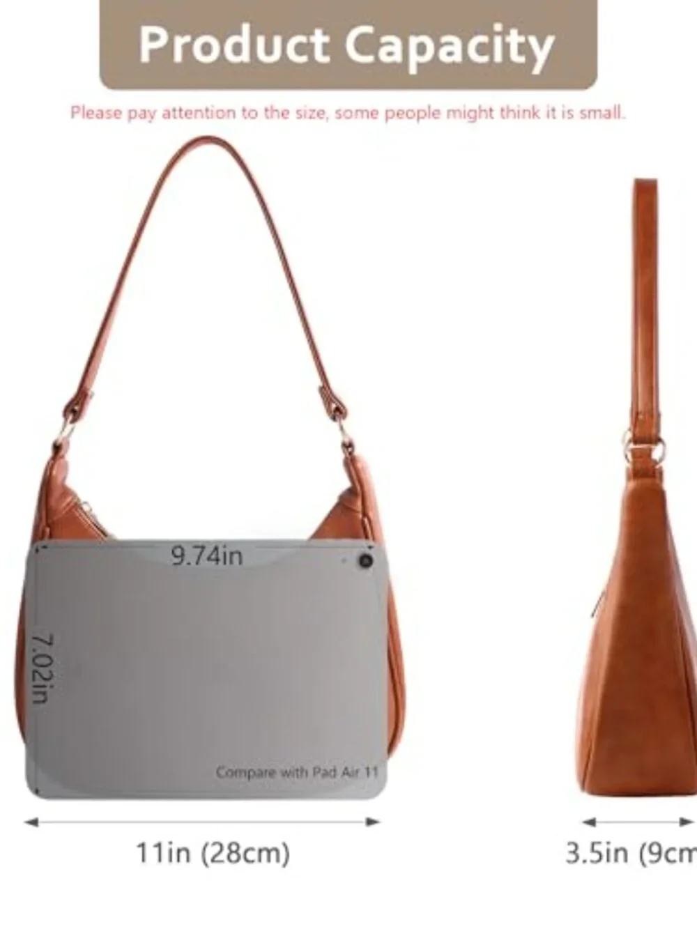 Slouchy Faux Leather Hobo Bag with Zippered Back Pocket Crossbody